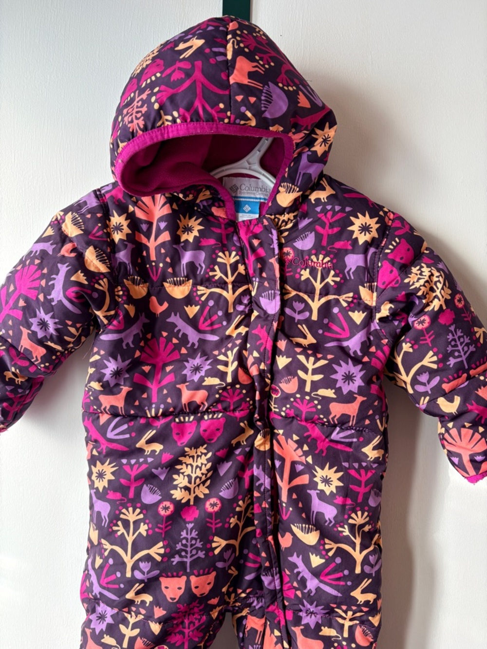 Columbia Purple, Pink & Peach Woodland One-Piece Snowsuit
